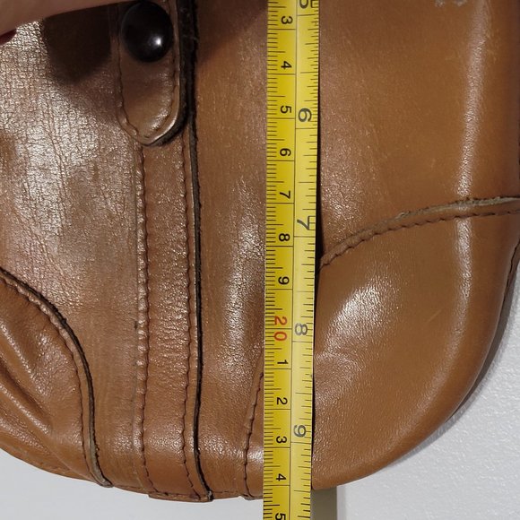 Bohemian Tan Leather Crossbody Envelope Button Slim Strap Shoulder Bag Hipster - Picture 6 of 10